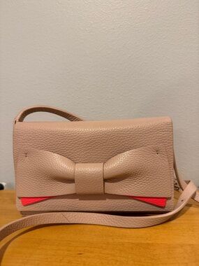 kate spade Soft Tan Bow Crossbody with Neon Orange Trim